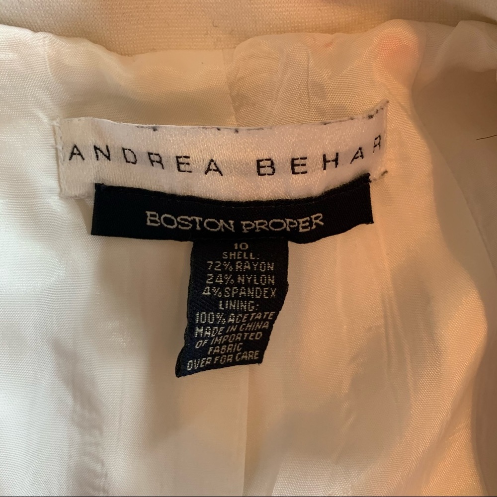 White Stretch Double Breasted Black Button Short … - image 8